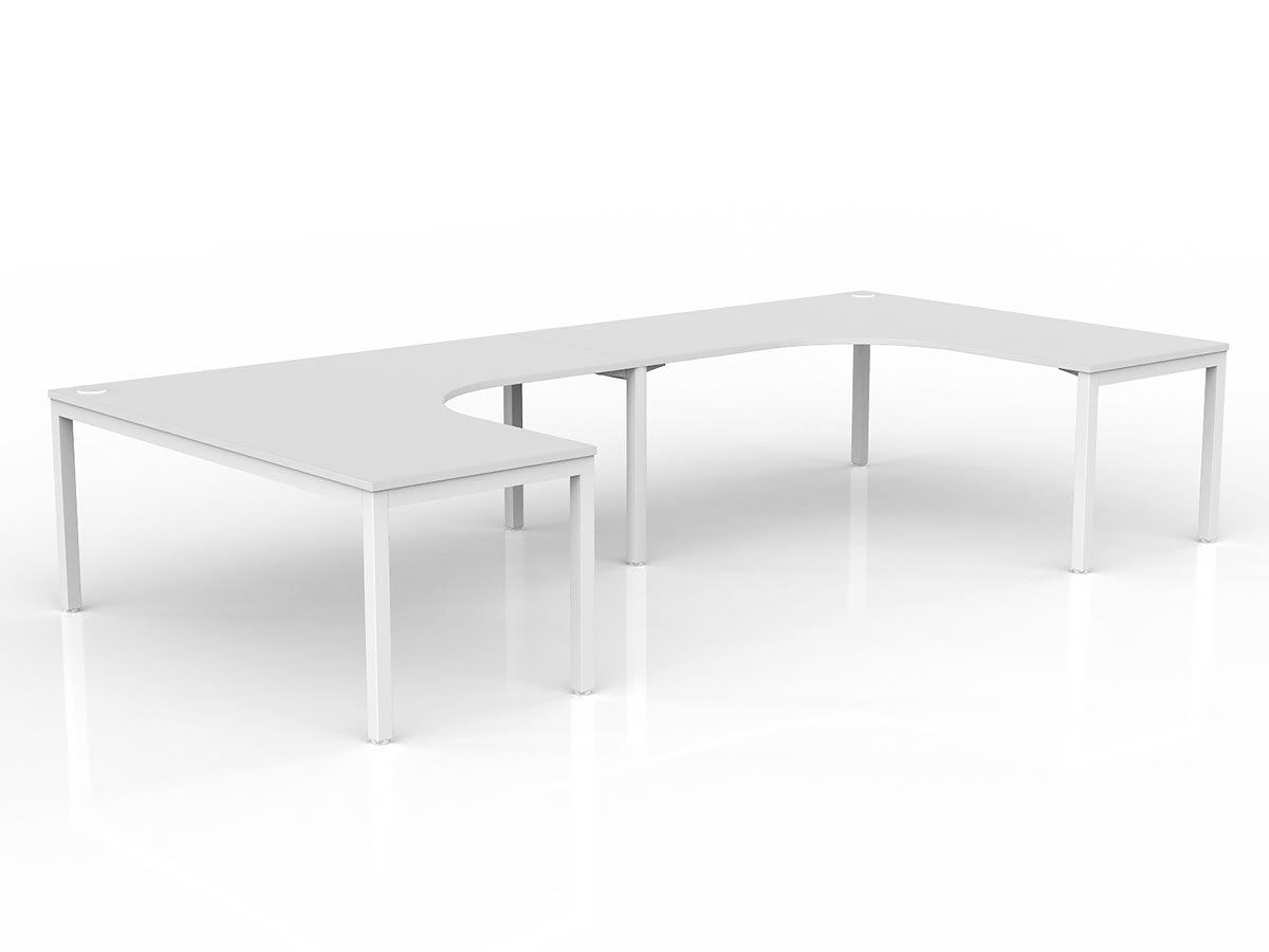 Axis 2-Person 90Deg Workstation - White Frame