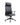 A three-quarter view from the front-left of a high-back executive office chair upholstered in black ribbed leather. It features a smooth, curved headrest and padded armrests. The chair has a black metal five-star base equipped with casters and adjustment levers below the seat, all against a plain white background.
