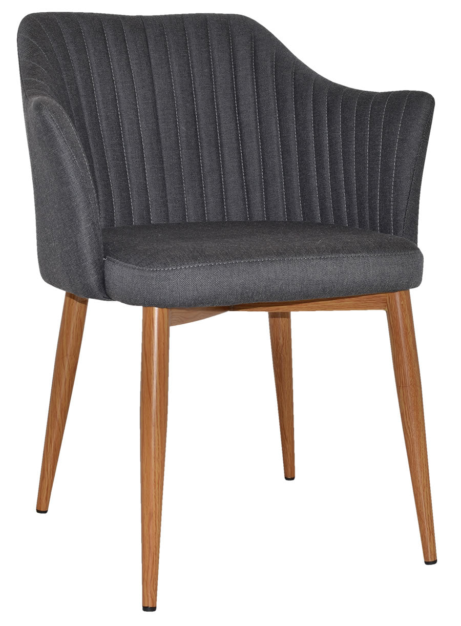 Coogee Armchair - 4 Leg Metal Light Oak - Gravity Slate