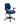 A blue fabric office task chair with a dark gray five-star wheeled base and adjustable armrests, shown against a plain white background.