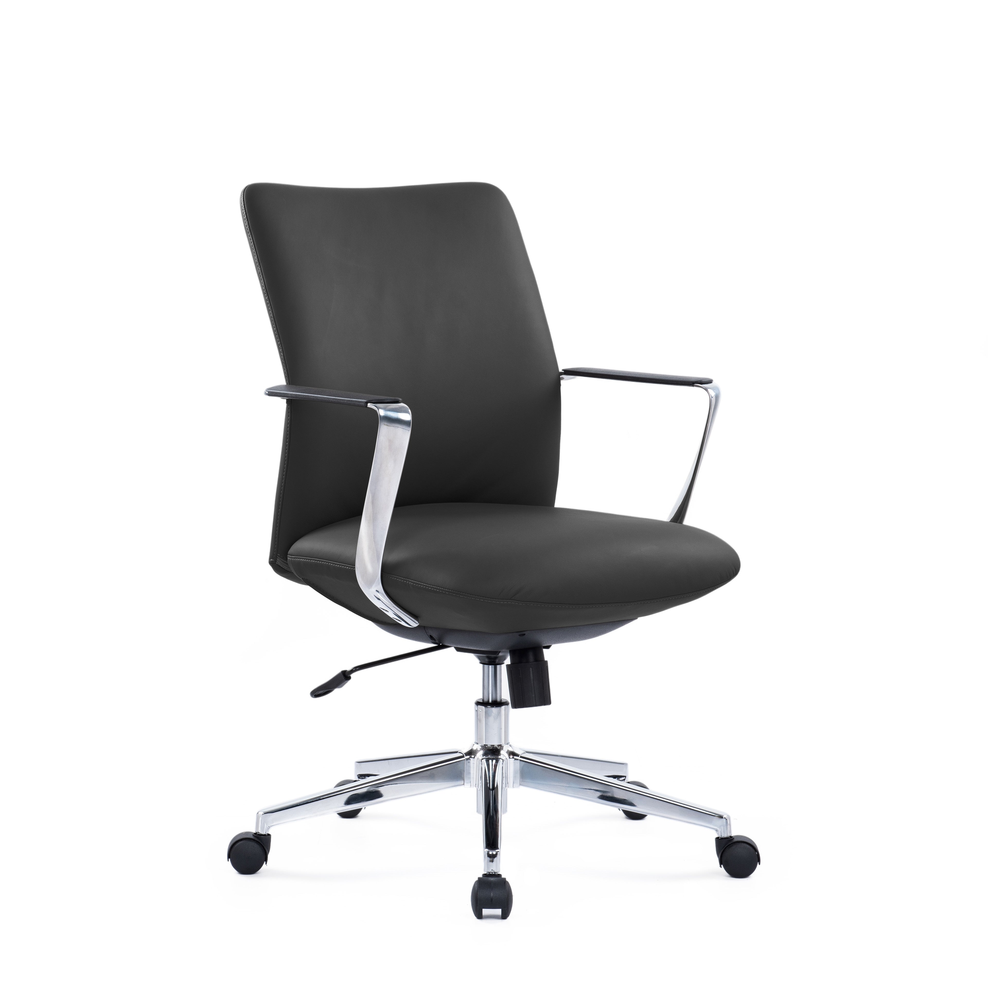 Director Mid Back - Black leather