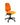 An orange upholstered office chair with a black five-star wheeled base and visible height-adjustment levers, isolated on a white background.