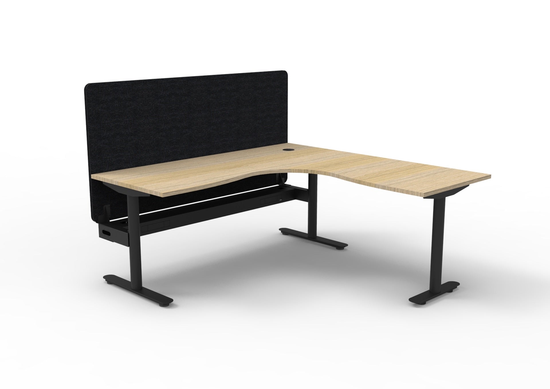 Halo Static Corner Workstation with Cable Tray