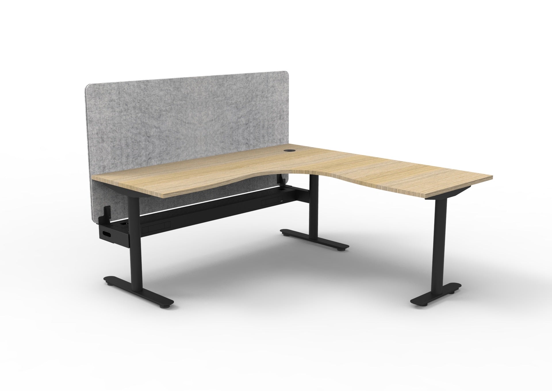 Halo Static Corner Workstation with Cable Tray