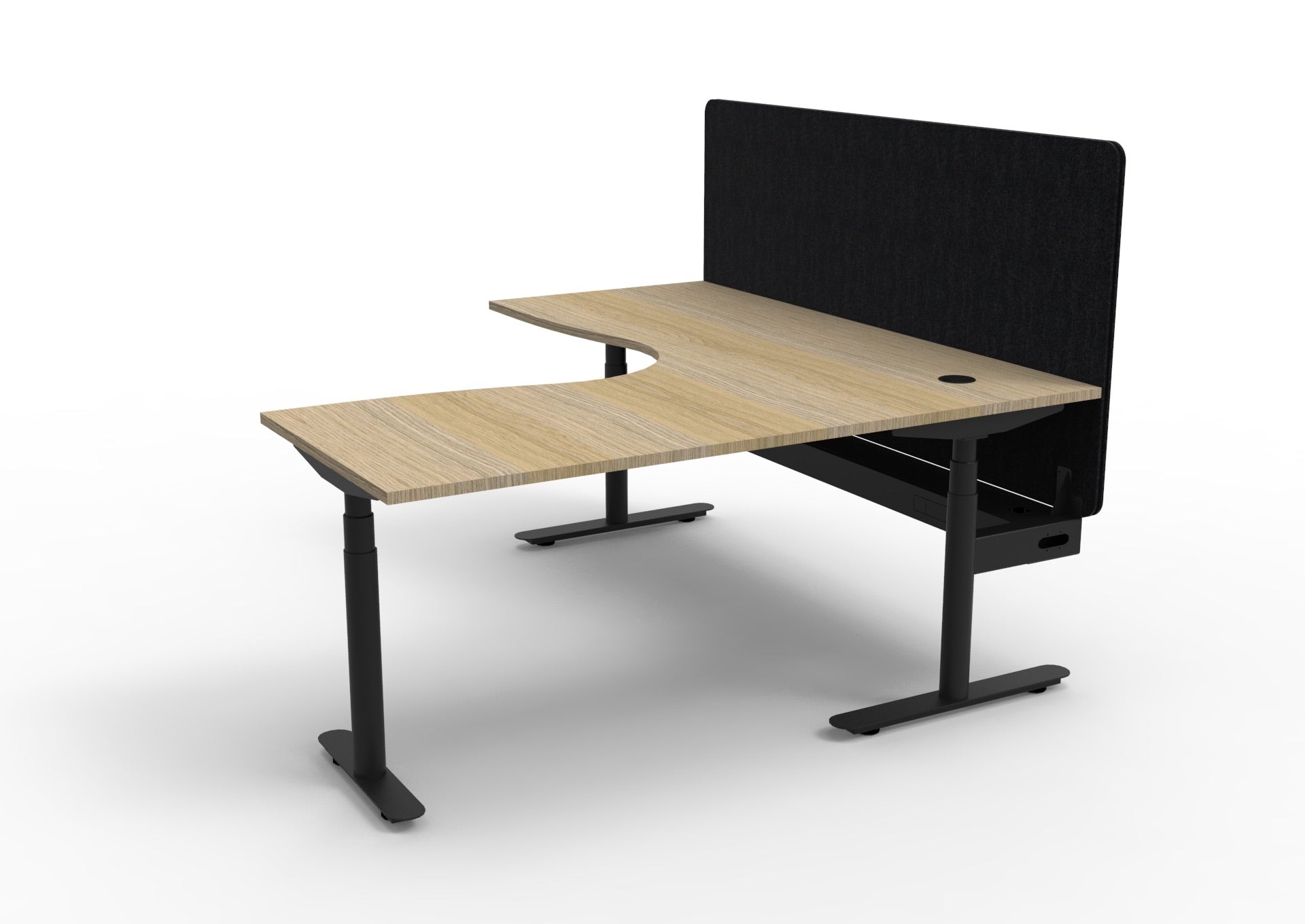 Halo Plus Corner Workstation with Screen and Cable Tray