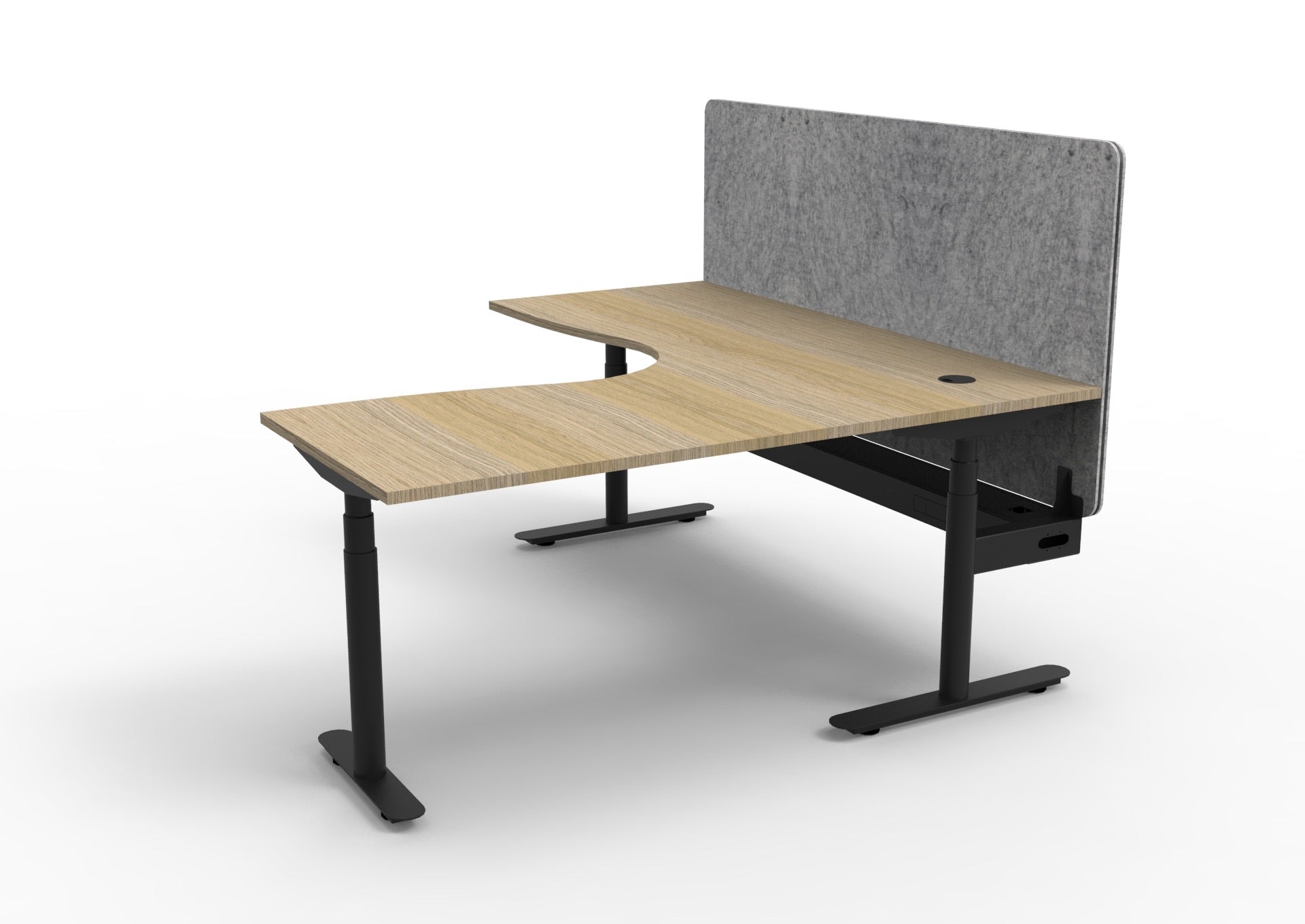 Halo Plus Corner Workstation with Screen and Cable Tray