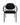 A modern black armchair with a curved backrest, integrated armrests, and a black upholstered seat, shown against a plain white background.