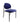A modern dining chair with a deep blue upholstered seat and backrest, supported by a slim black metal frame, shown against a plain white background.