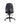 A black office desk chair with a high contoured backrest, textured horizontal accent stripes, a padded seat, and a five-star wheeled base, shown from a front-facing perspective on a white background.