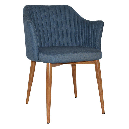 Coogee Armchair - 4 Leg Metal Light Oak - Gravity Denim