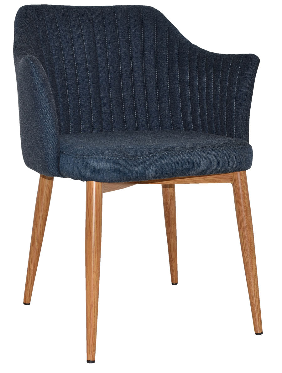 Coogee Armchair - 4 Leg Metal Light Oak - Gravity Navy