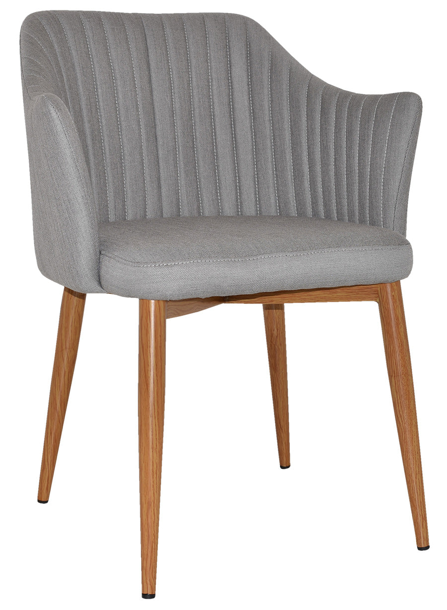 Coogee Armchair - 4 Leg Metal Light Oak - Gravity Steel