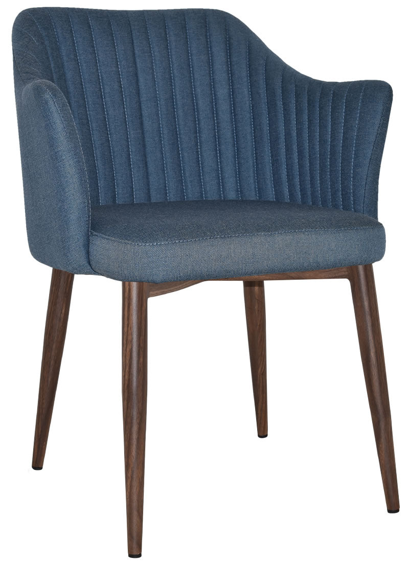 Coogee Armchair - 4 Leg Metal Light Walnut - Gravity Denim