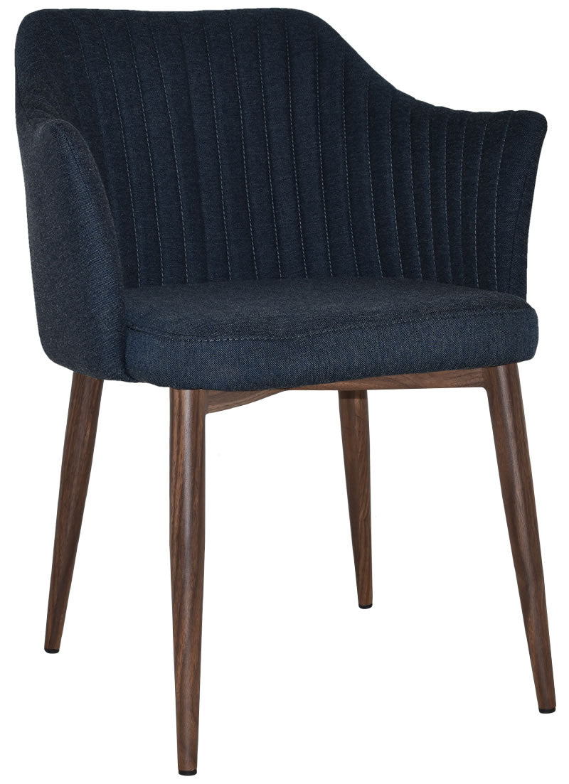 Coogee Armchair - 4 Leg Metal Light Walnut - Gravity Navy