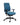 A blue upholstered office chair with a black five-star base, dual armrests, and black casters, shown against a plain white background.