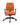 An office chair with a textured orange fabric upholstered seat and backrest, supported by a black five-star wheeled base with armrests.