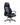A high-back black leather office chair with padded armrests and a chrome five-star wheeled base, shown on a plain white background.
