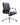 A modern black faux-leather office chair with chrome armrests and a five-star silver base on a white background.