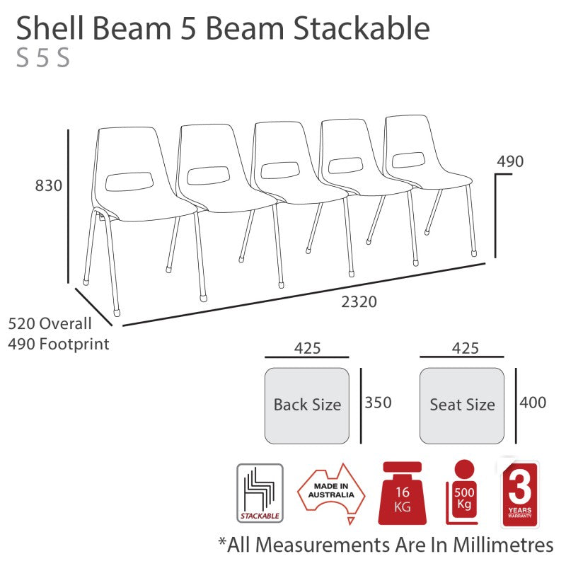 Shell Stackable Beam Seating