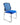 A modern office chair with a blue mesh backrest, a blue upholstered seat cushion, and a chrome metal frame, shown against a plain white background.