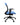 A blue ergonomic office chair with a mesh backrest, upholstered seat, adjustable arms, and a five-point wheeled base.