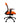 An orange ergonomic office chair with a mesh backrest, upholstered seat, adjustable arms, and a five-point wheeled base.