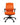 An orange ergonomic office chair with a mesh backrest, upholstered seat, adjustable arms, and a five-point wheeled base.