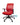 A red ergonomic office chair with a mesh backrest, upholstered seat, adjustable arms, and a five-point wheeled base.