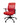 A red ergonomic office chair with a mesh backrest, upholstered seat, adjustable arms, and a five-point wheeled base.
