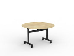 Agile Round Flip Training Table 1200 Dia New Oak/Black