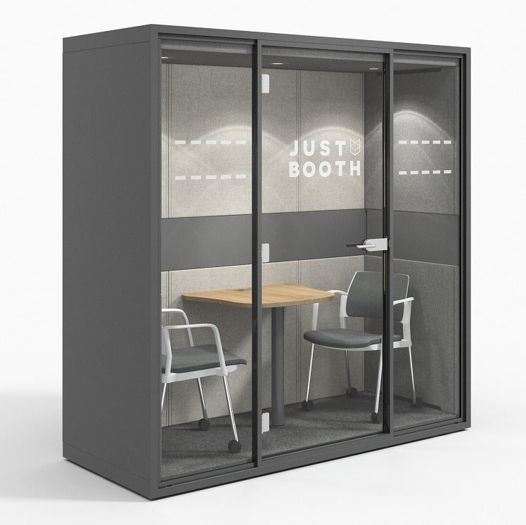 JustBooth Just4You 2 Person Booth - Charcoal & Cosmos Grey Case