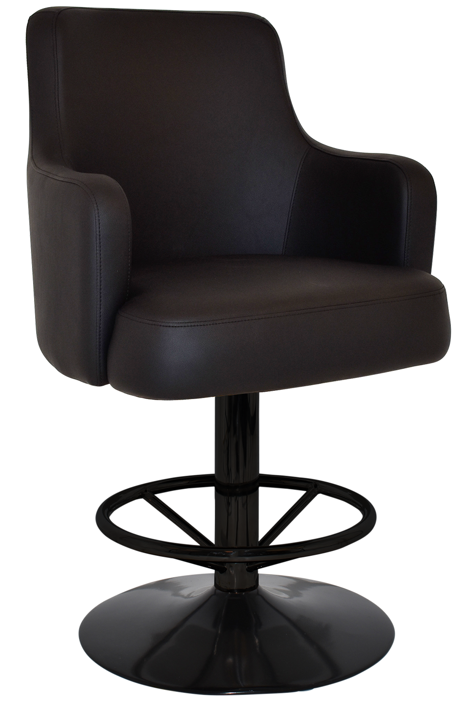 Black Vinyl Gaming Stool – Disc Base, Swivel Seat | Furniture At Work